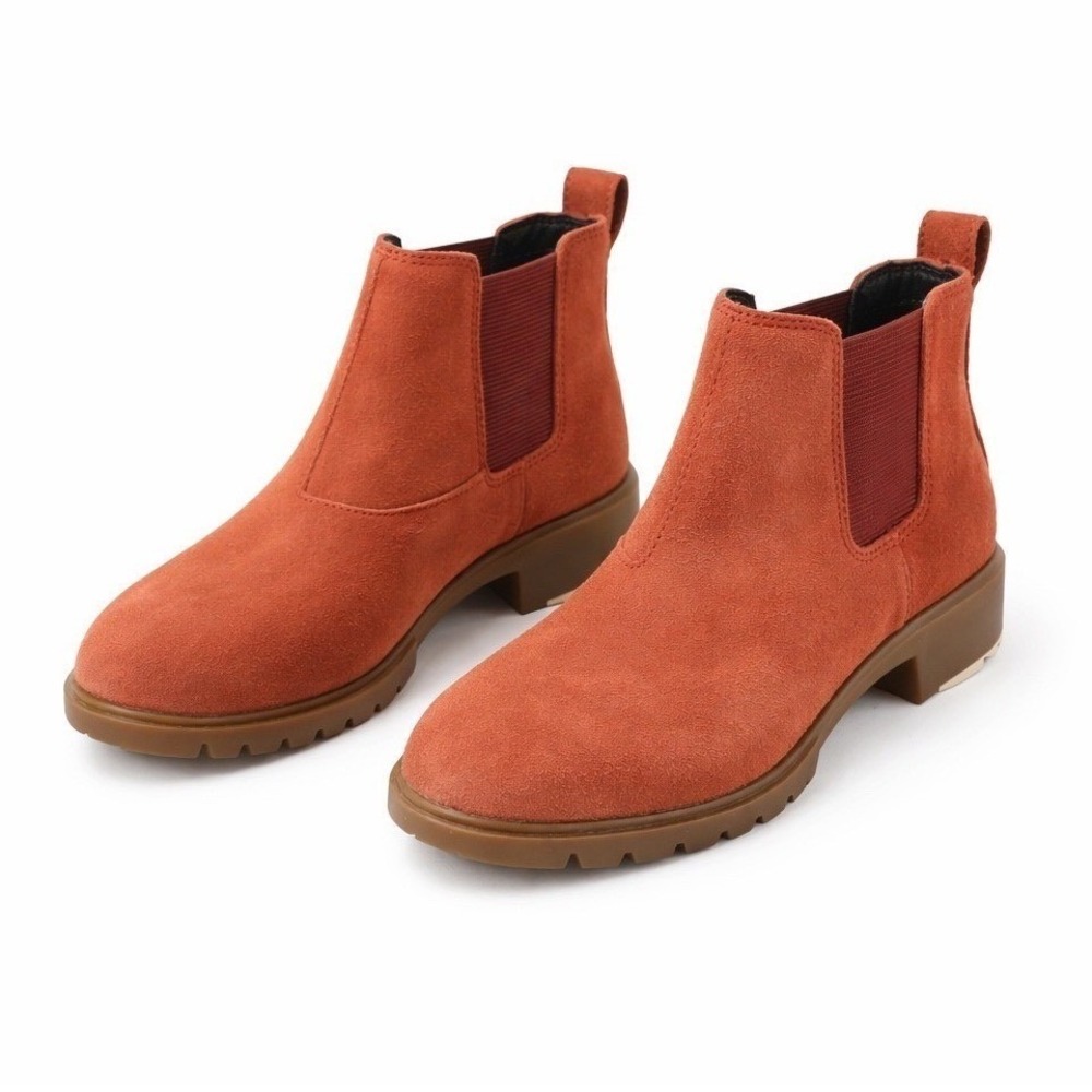 Sorel Rust Suede‎ Chelsea Ankle Boots Women's 7.5 | Minimal Lug Sole Fall Boot